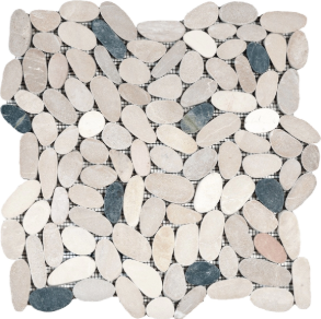 WhitePinkBeigeBlack Sliced Matte Pebble Interlocking - stone tile